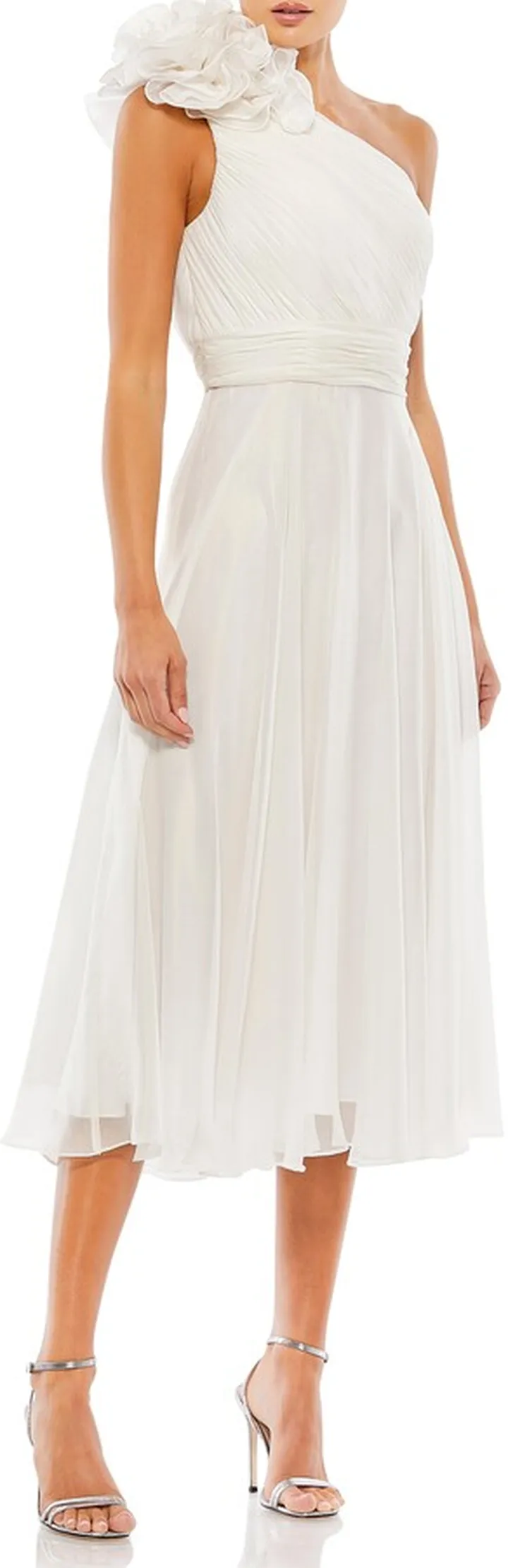 One Shoulder Tea Length Dress