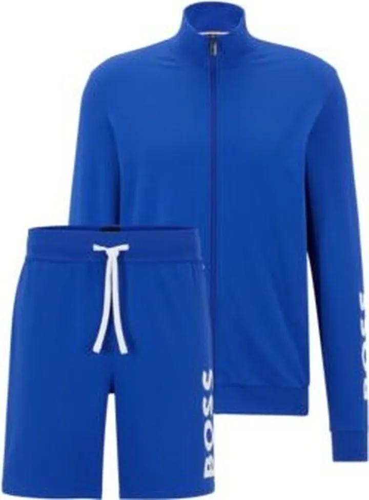 Stretch-cotton pajamas with contrast logos
