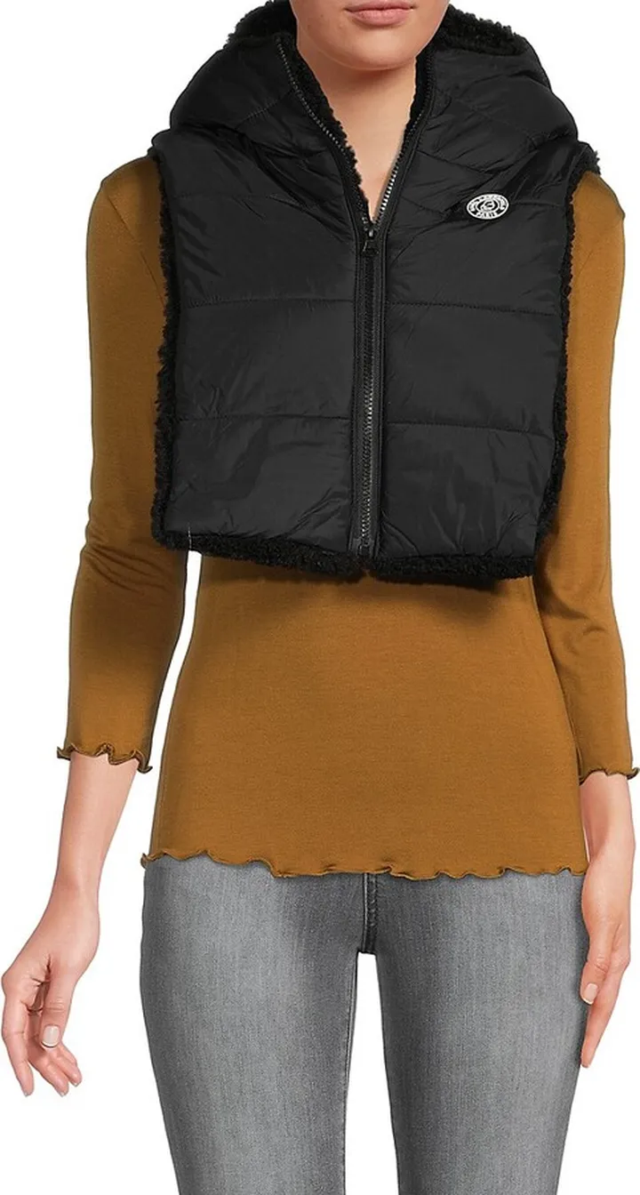 Faux Shearling Lined Hooded Bib