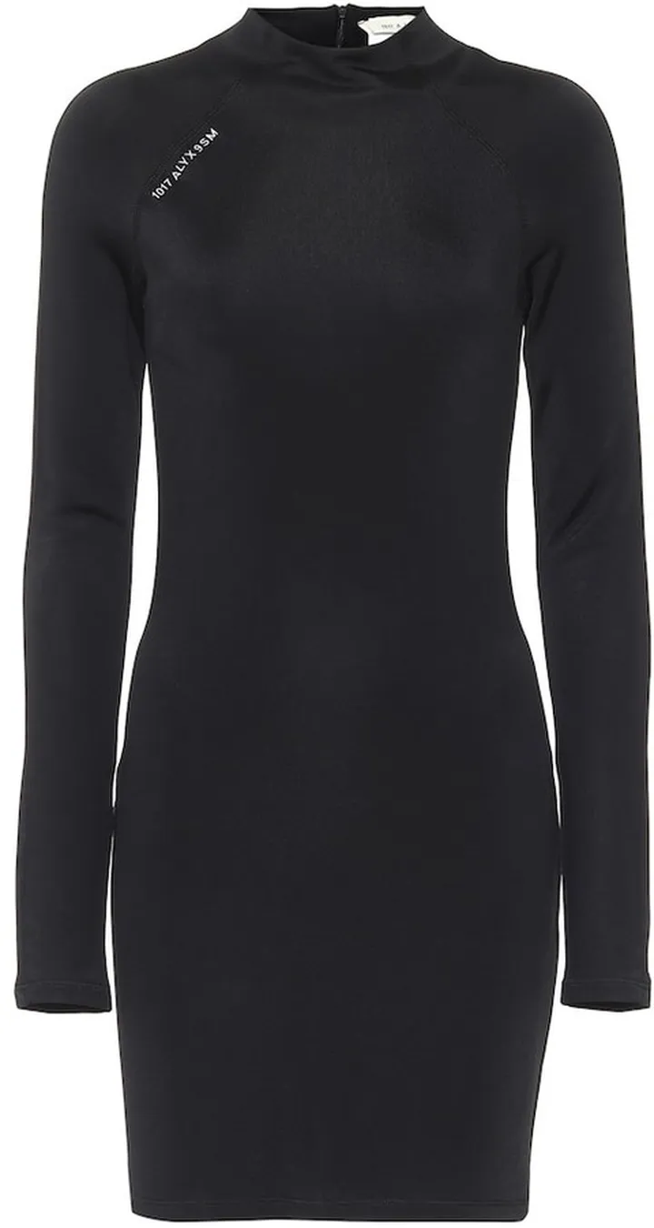 Mockneck jersey minidress