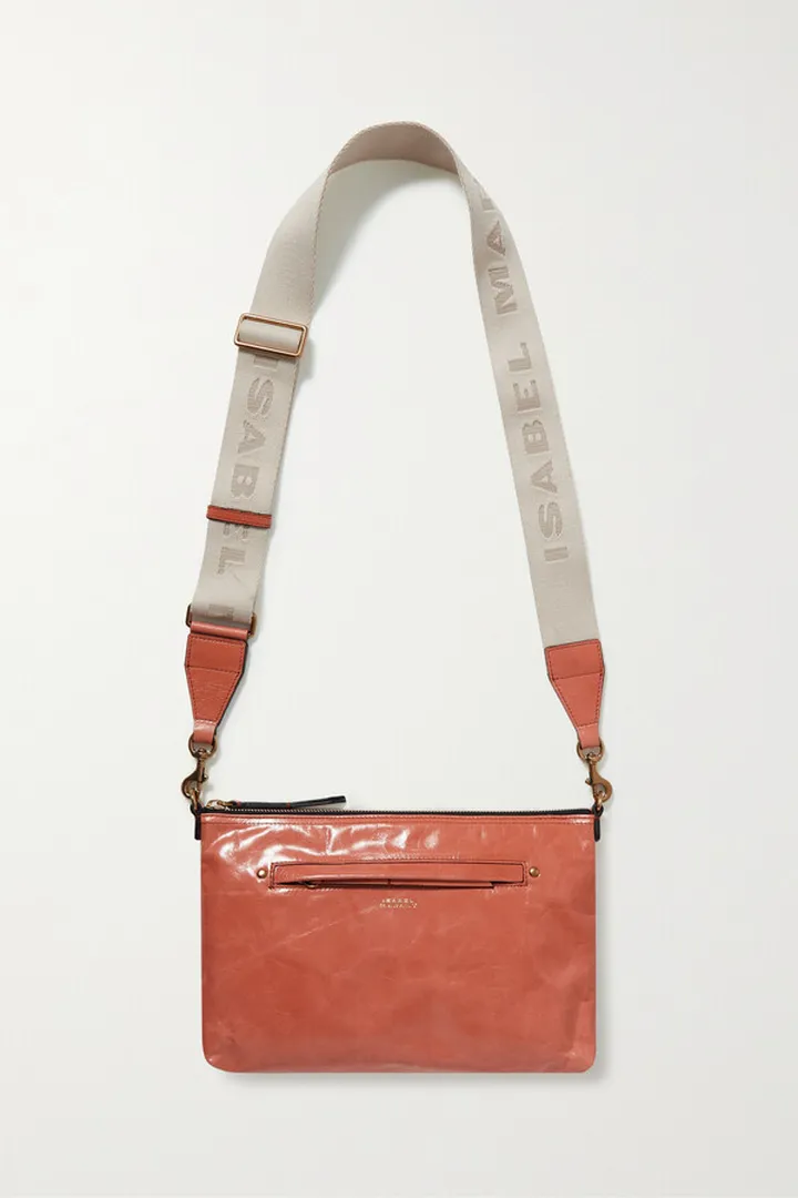 Isabel Marant - Nessah Crinkled Glossed-leather Shoulder Bag - Orange