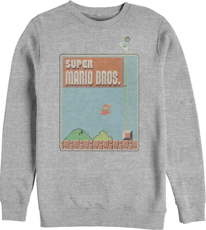 Men's Nintendo Vintage Mario Fly Screen Sweatshirt - Athletic Heather - Large