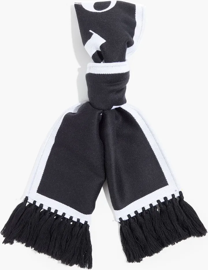 Fringed wool-blend jacquard scarf