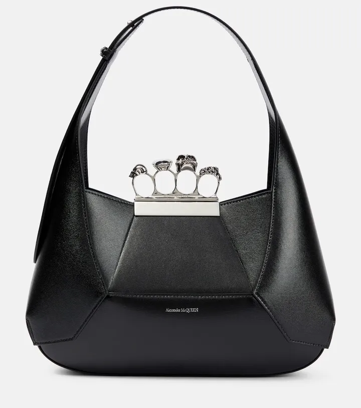 Jewelled leather shoulder bag
