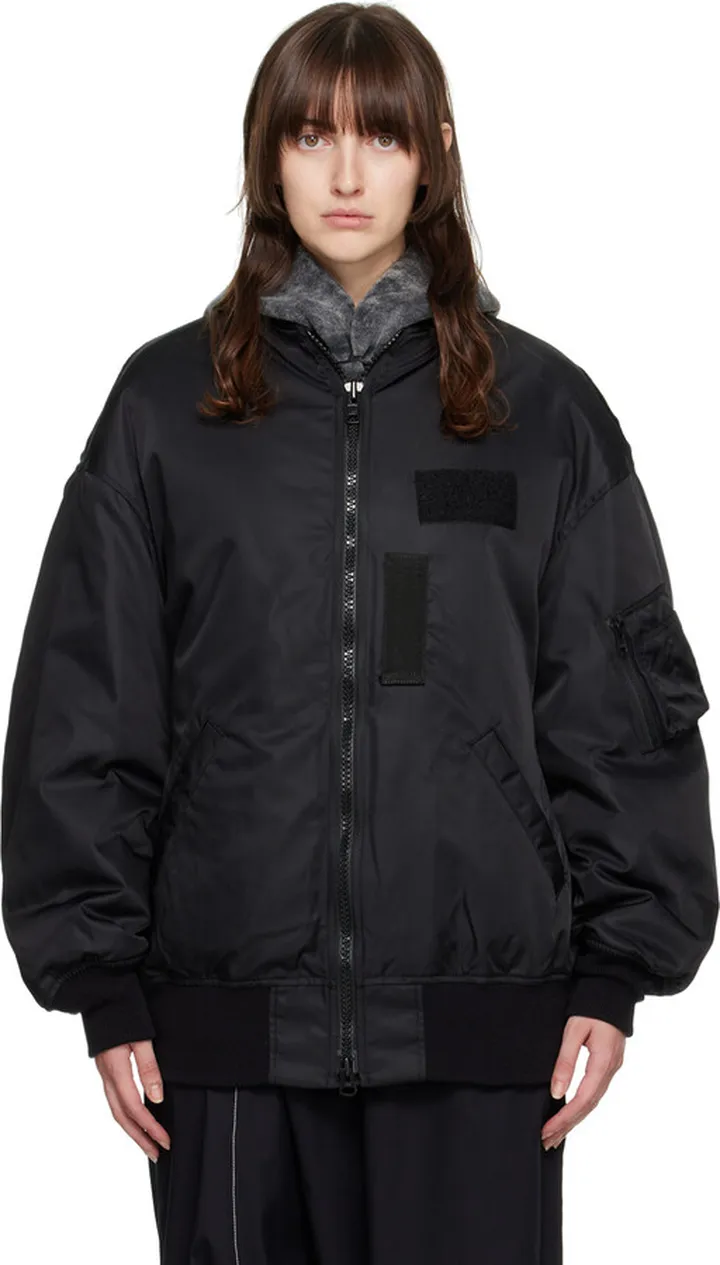 Y's Black Insulated Bomber Jacket
