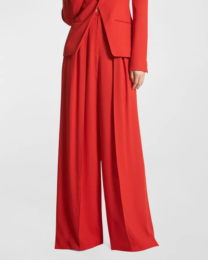 Wide-Leg Waisted Trousers