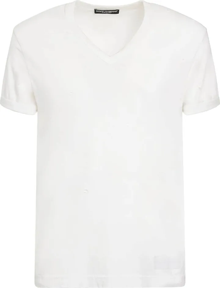 Destroyed cotton v neck t-shirt