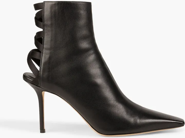 Levin 85 satin-trimmed leather ankle boots