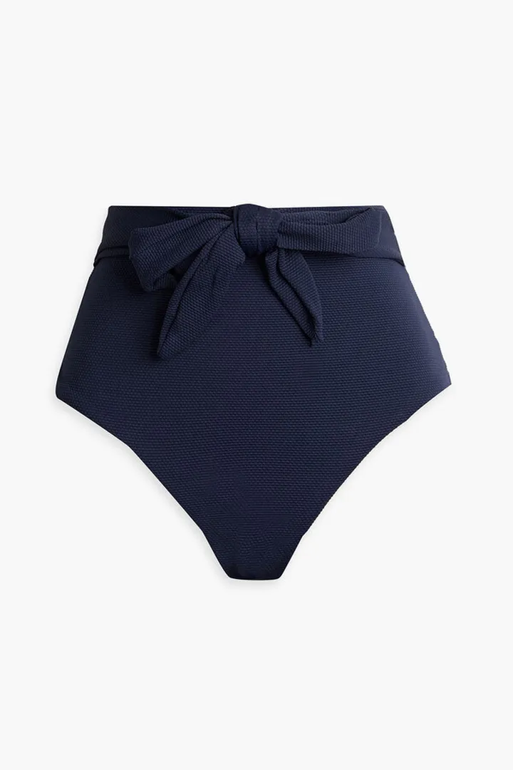 Nina tie-front piqué high-rise bikini briefs