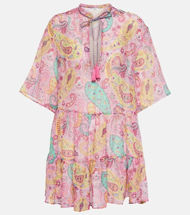 Paisley cotton and silk minidress