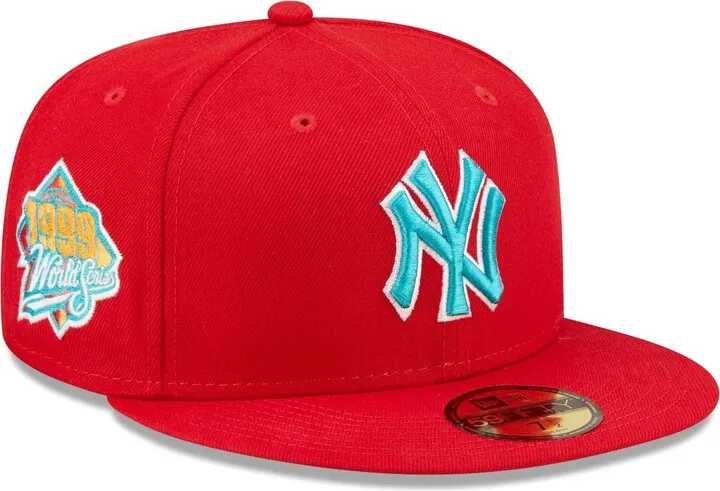 Men's New Era Scarlet New York Yankees 1999 World Series Undervisor 59FIFTY Fitted Hat
