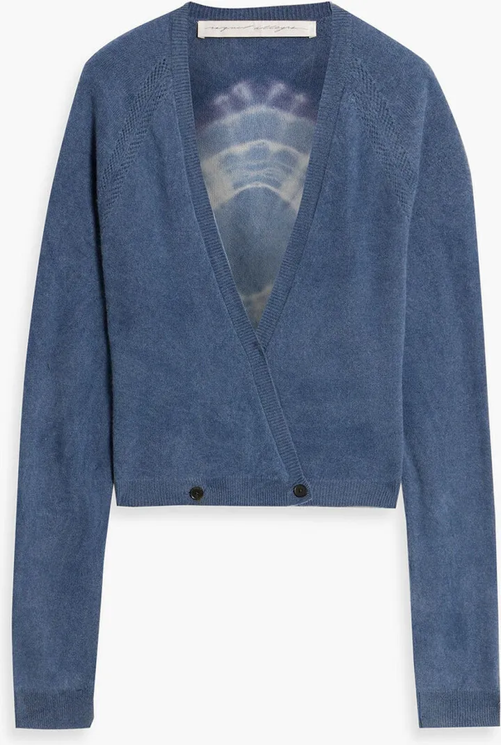 Tie-dyed brushed cashmere wrap cardigan