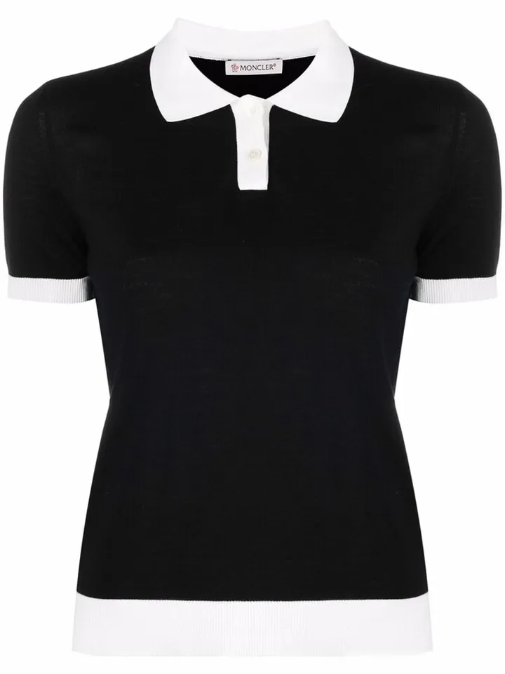 Short-Sleeved Wool Polo Top