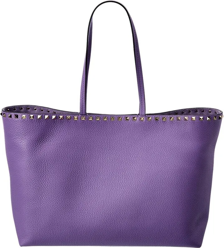 Valentino Rockstud Large Grainy Leather Shopper Tote