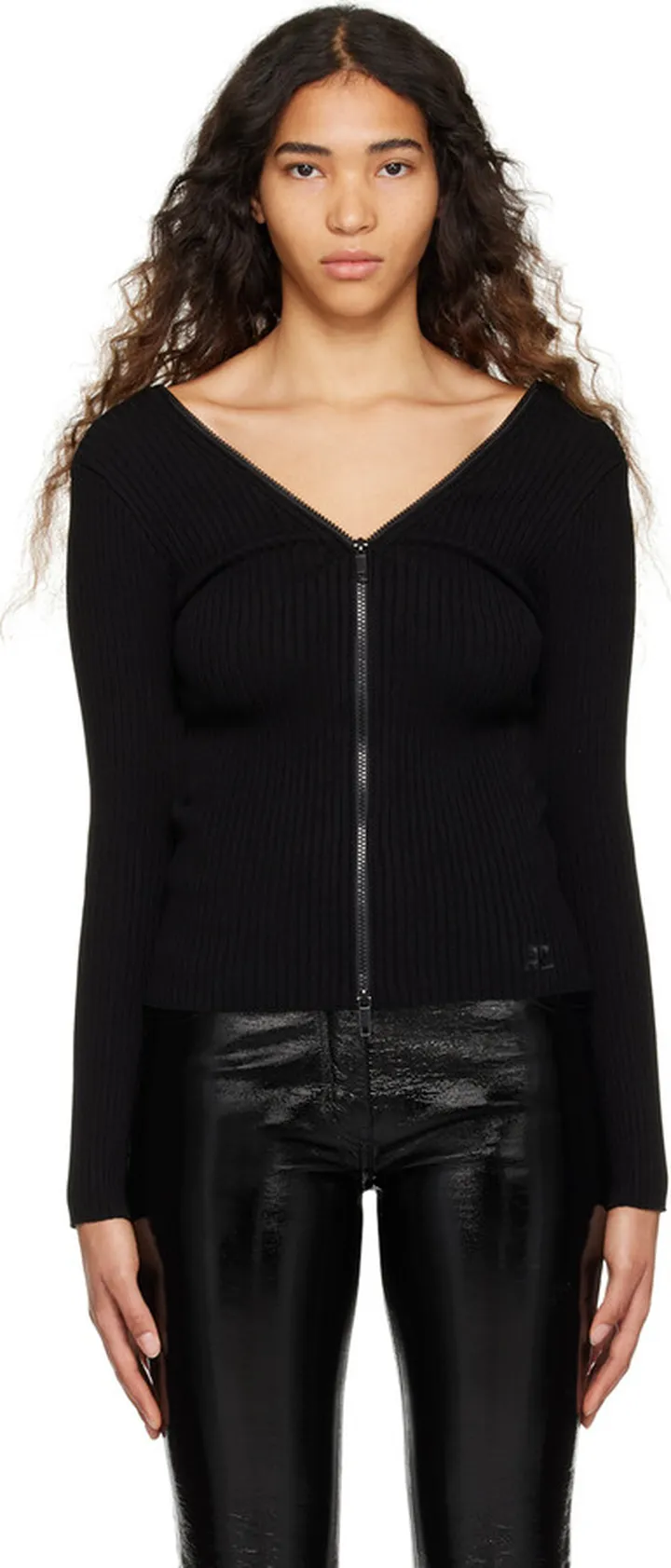 Courrèges Black Extra Zip Cardigan