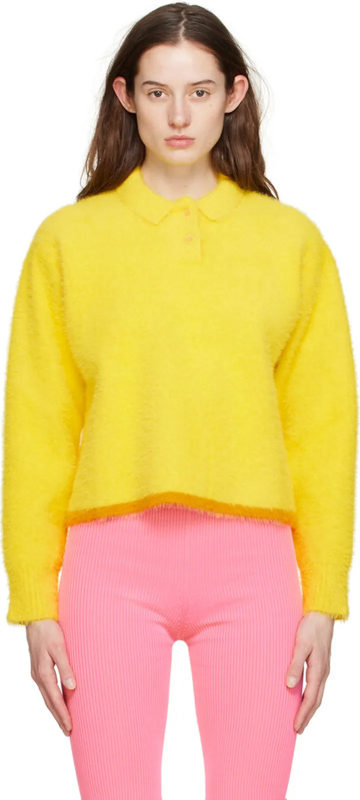 Jacquemus Yellow 'Le Polo Neve' Long Sleeve Polo