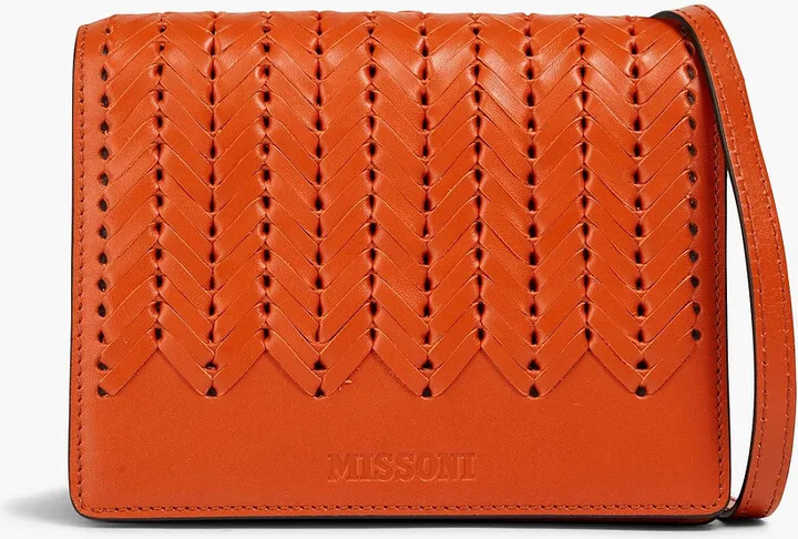 Woven leather shoulder bag