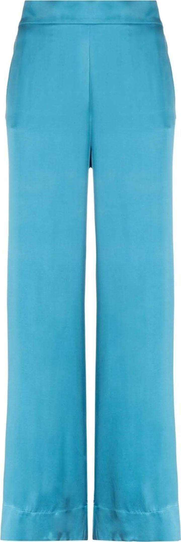 Blue Straight-Leg Silk Trousers