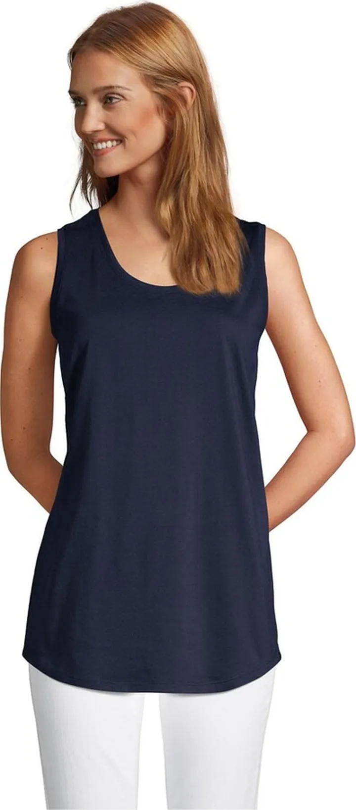 Lands' End Women's Supima Cotton Scoop Neck Tunic Tank Top