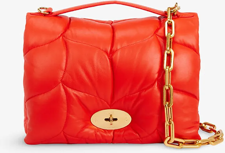 Womens Coral Orange Softie Leather Shoulder bag