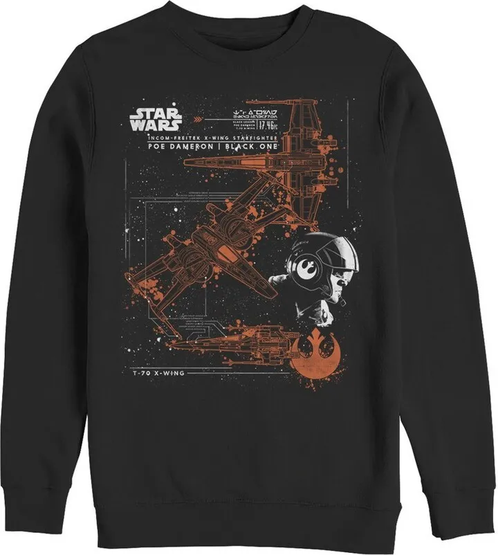 Men's Star Wars The Last Jedi Poe Dameron X-Wing Sweatshirt - Black - X Large
