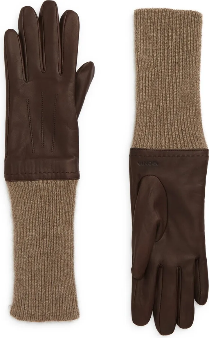 Cashmere Cuff Leather Gloves