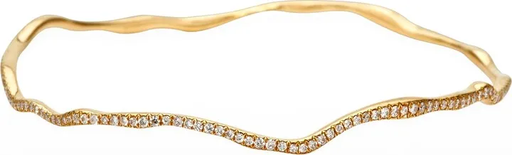 Drizzle Thin Wavy Pave Diamond Gold Bangle