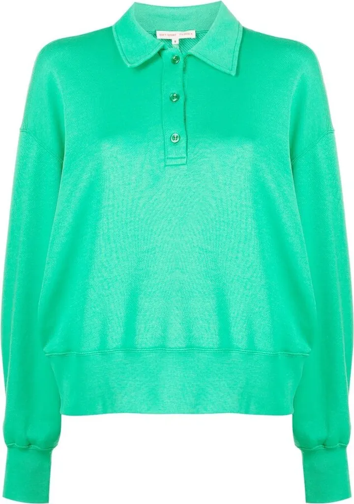 Button-Placket Long-Sleeved Polo Jumper