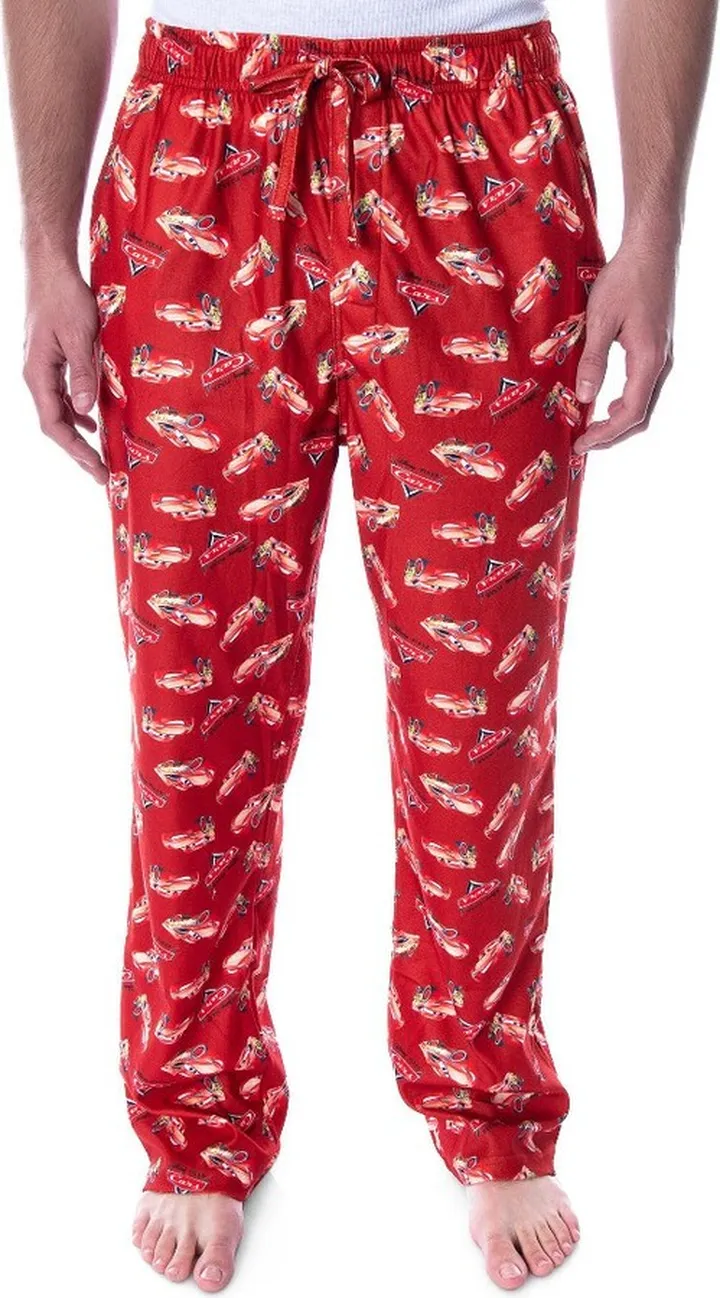 Disney Men's Cars Lightning McQueen Allover Character Sleep Pajama Pants (3X) Red