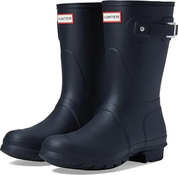Hunter Original Short Logo Backstrap Boot (Black) Women's Shoes