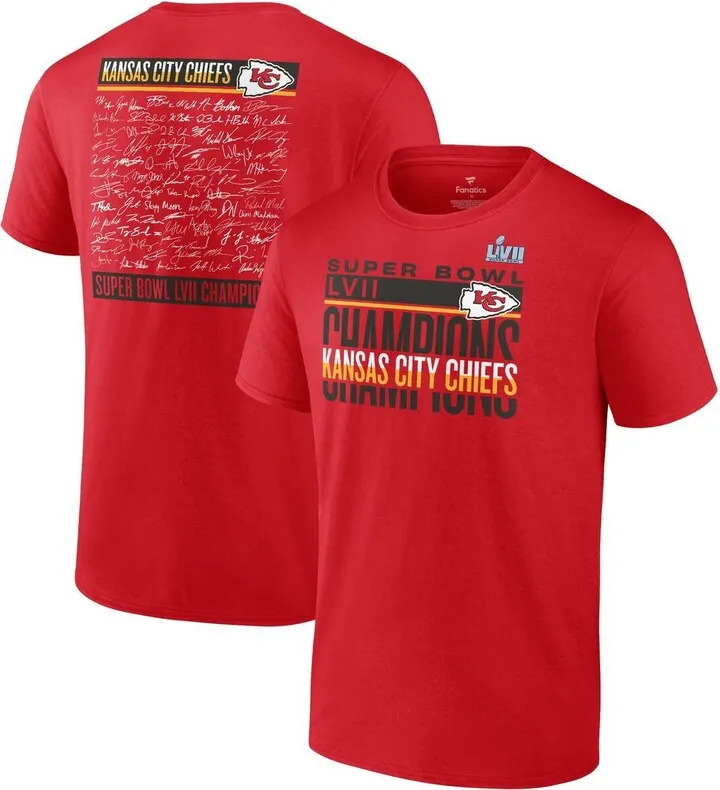 Men's Fanatics Branded Red Kansas City Chiefs Super Bowl Lvii Champions Signature Roster T-shirt