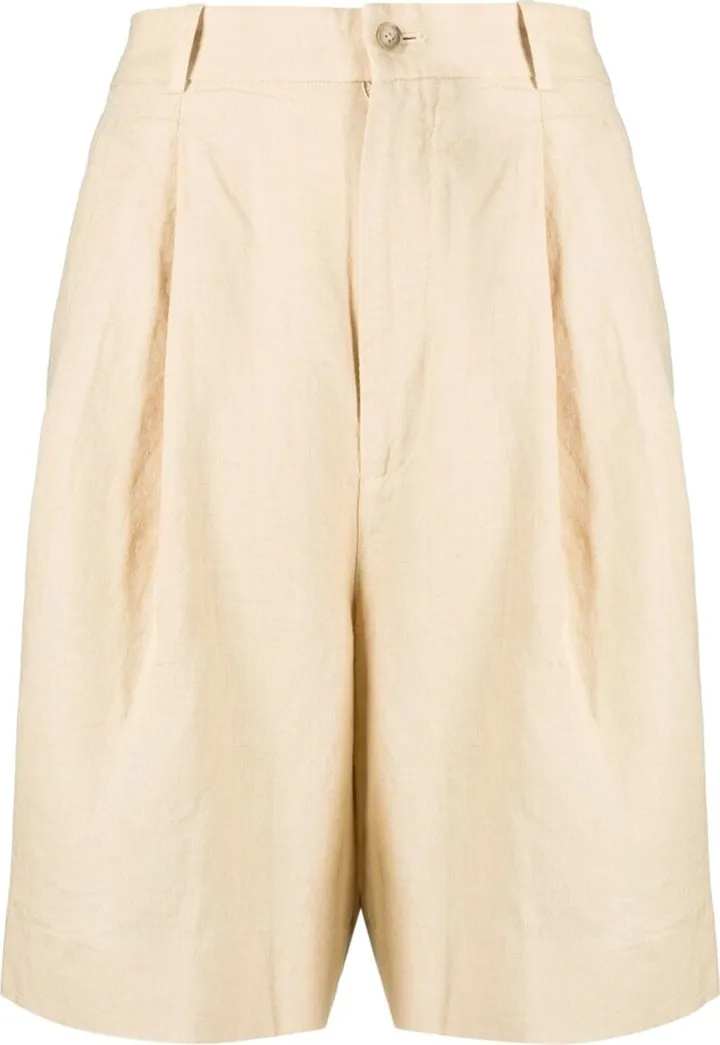 Pleated Linen Shorts