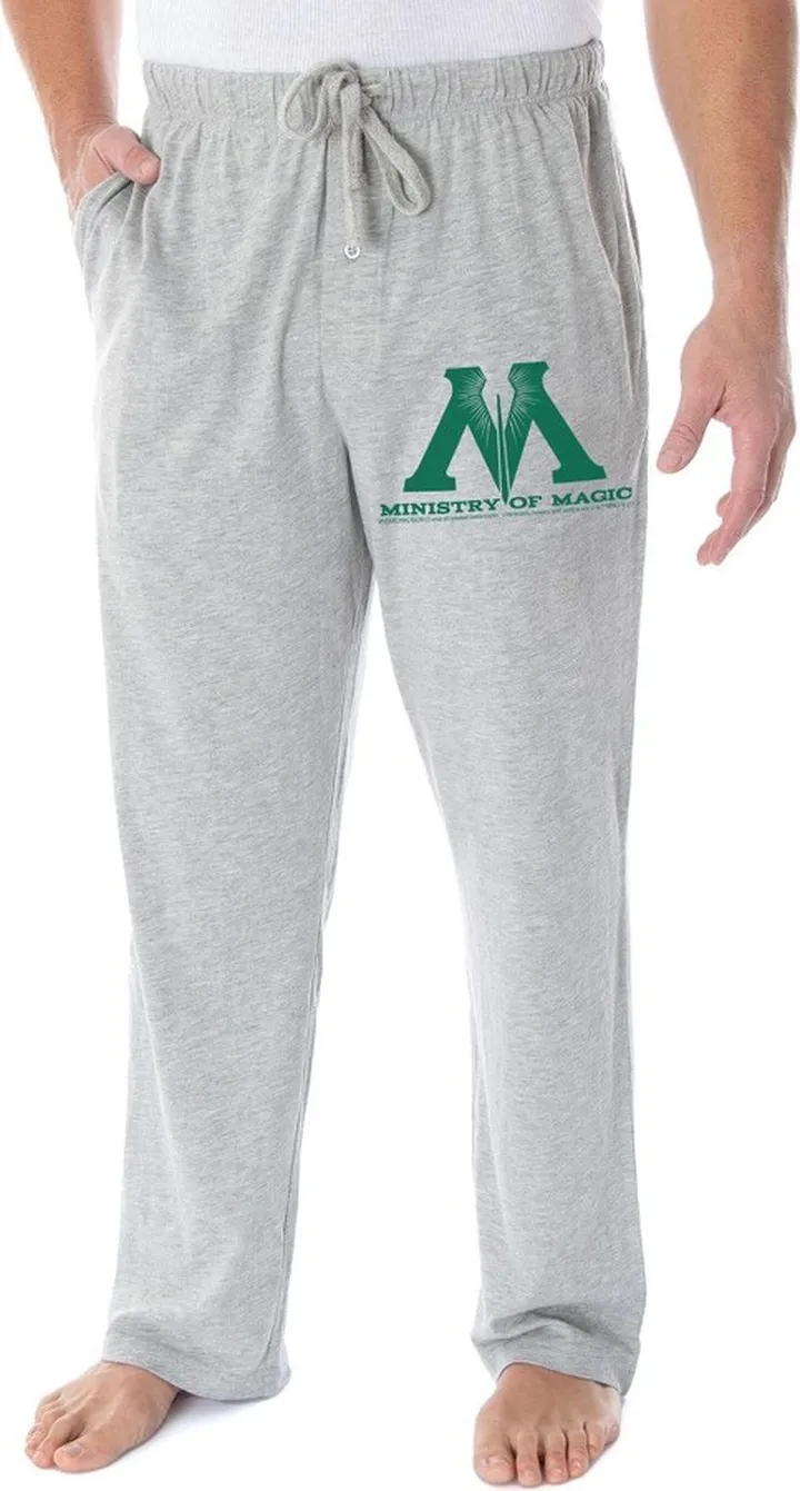 Harry Potter Pajama Pants Men's Ministry Of Magic Loungewear Sleep Pants (LG) Grey