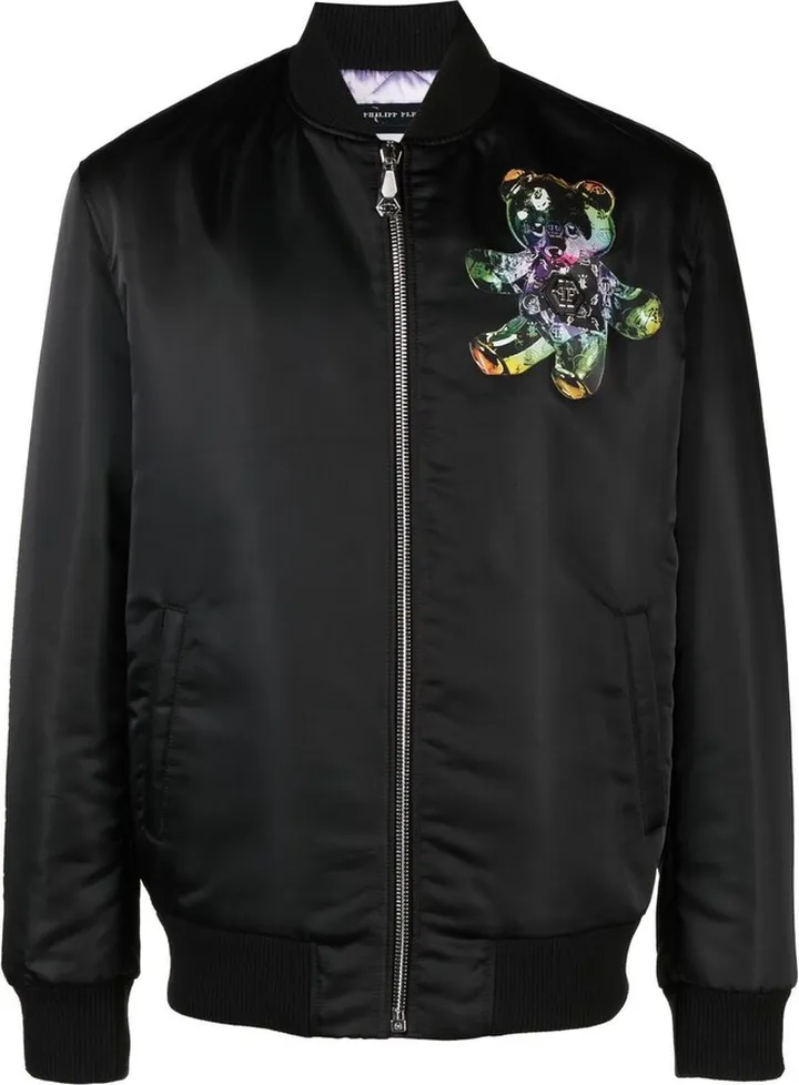 Teddy Bear-Print Bomber Jacket