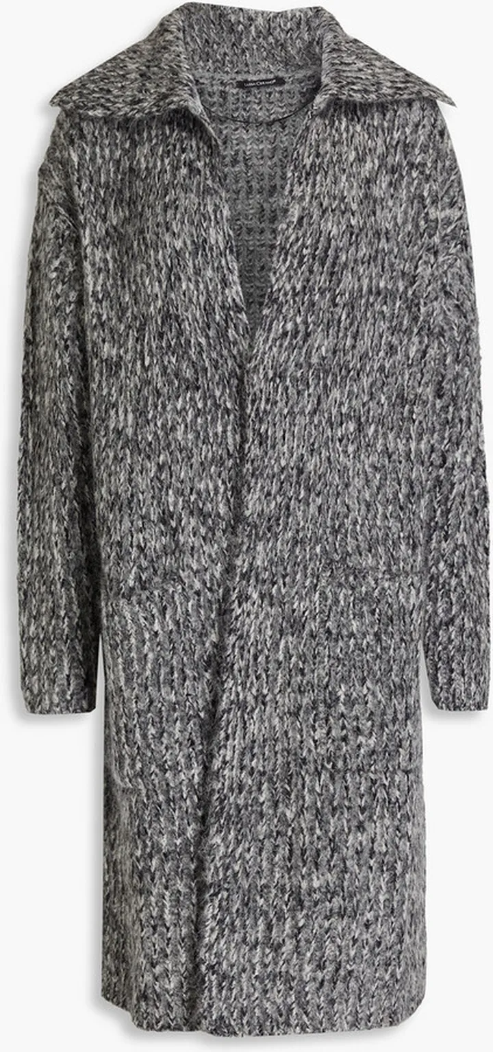 Marled brushed alpaca-blend cardigan