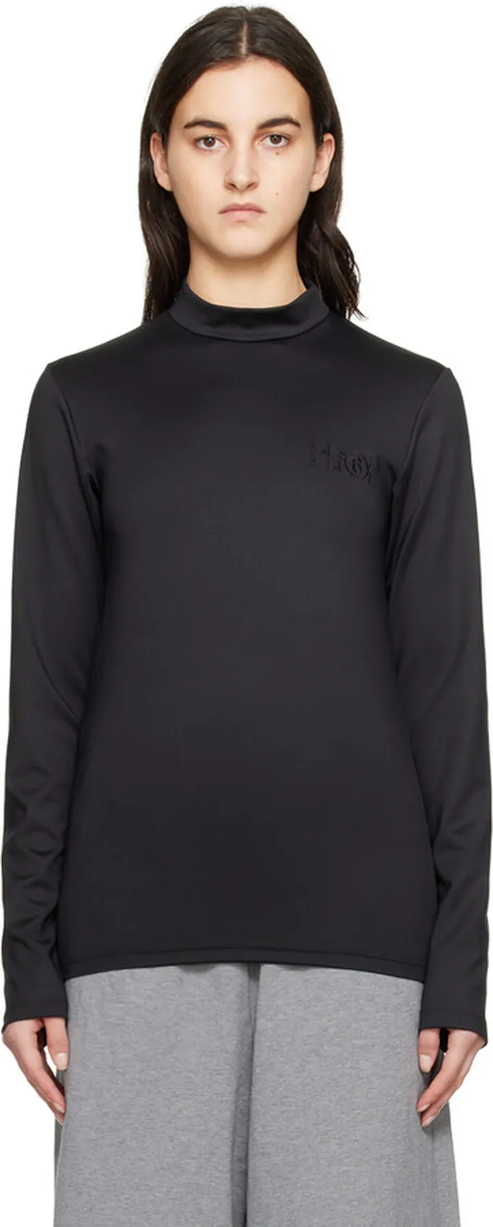 MM6 Maison Margiela Black Embroidered Turtleneck