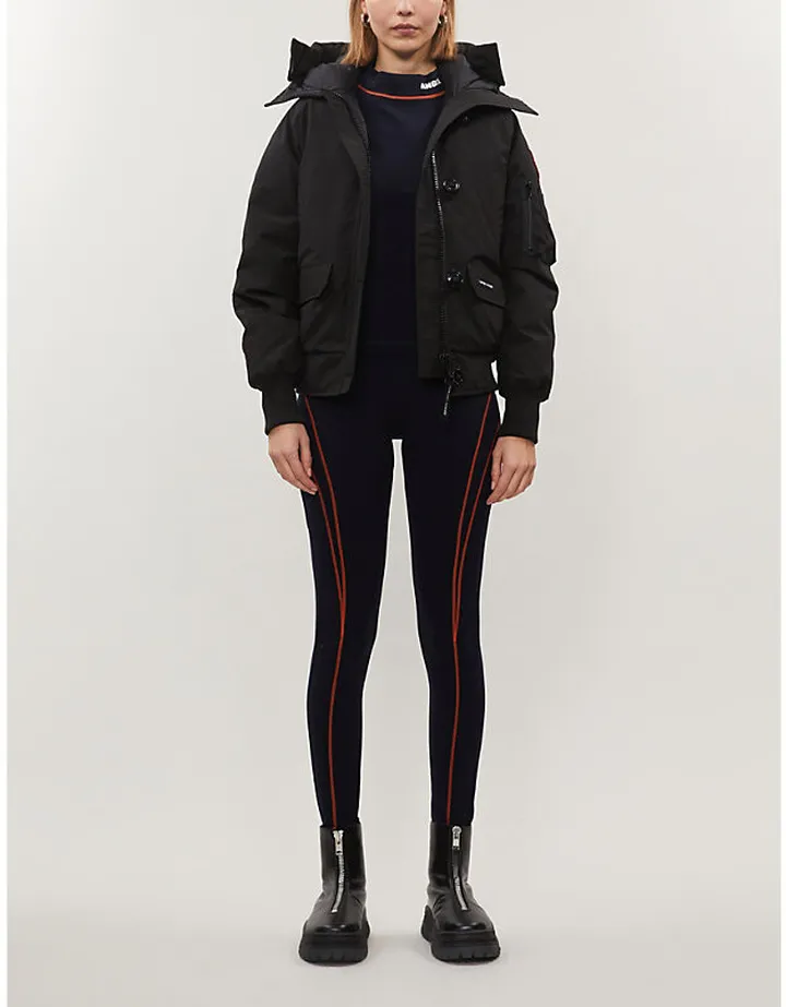 Womens Black Chilliwack Funnel-neck Shell-down Bomber Jacket