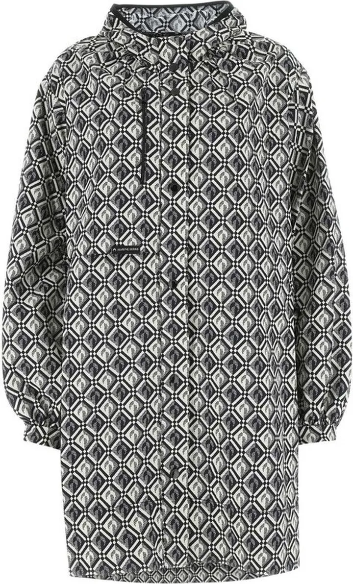 Marine Serre Diamond-Moon A-Line Hooded Windbreaker