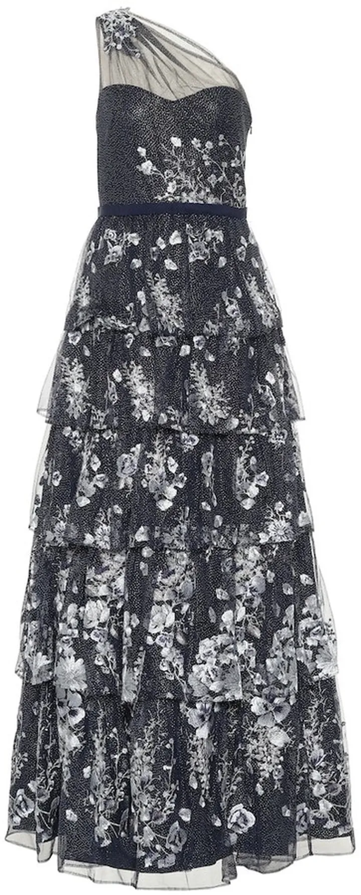 Embroidered tulle gown