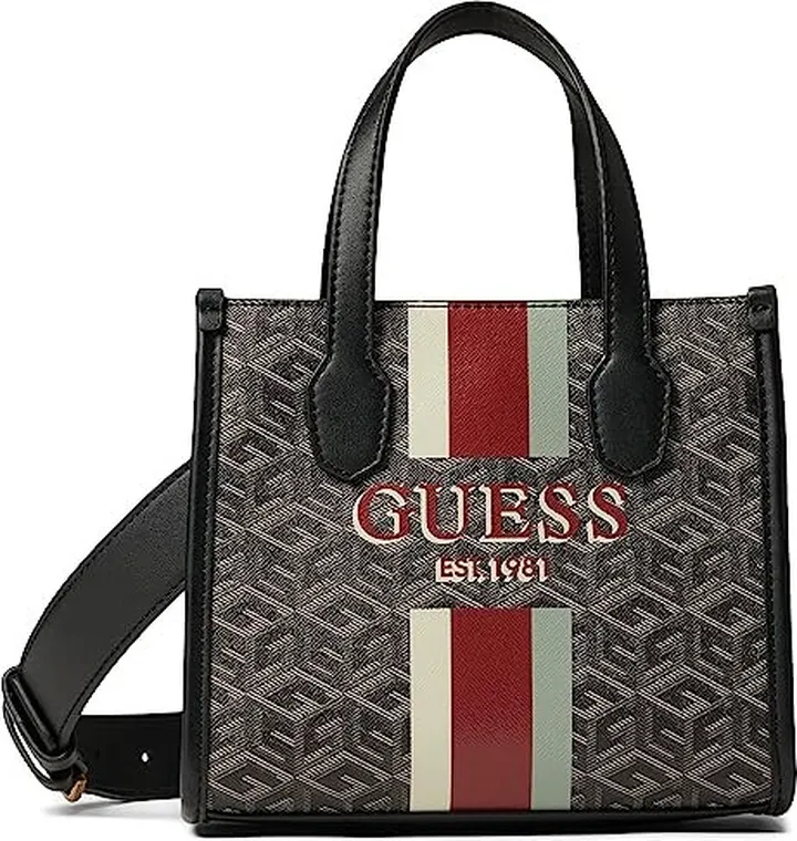 GUESS Silvana Mini Tote (Charcoal Logo) Handbags