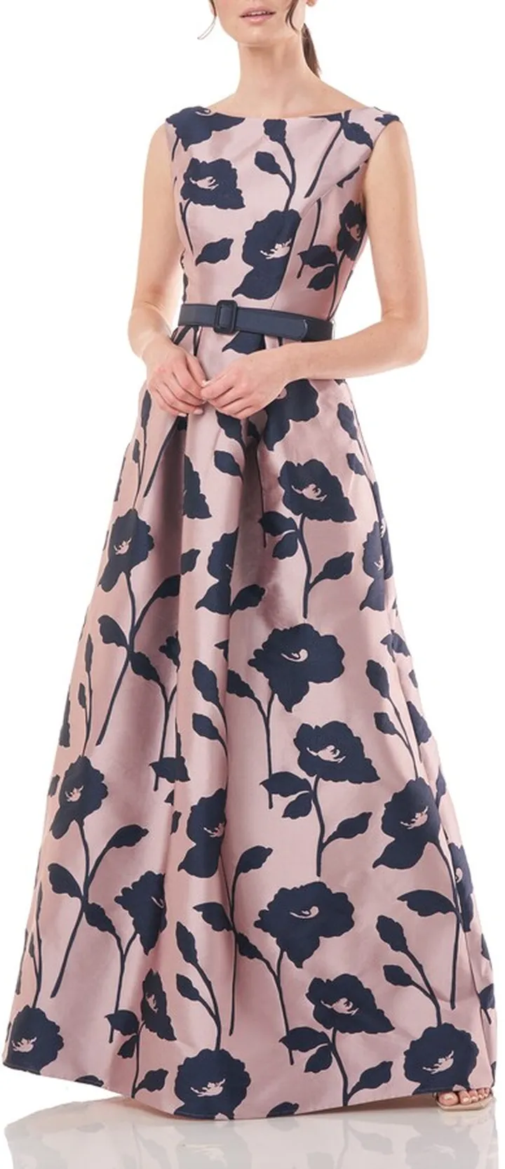 Austin Floral Bateau Neck A-Line Gown