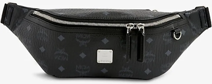 Mcm Black Fursten Monogram Cotton-canvas Belt bag