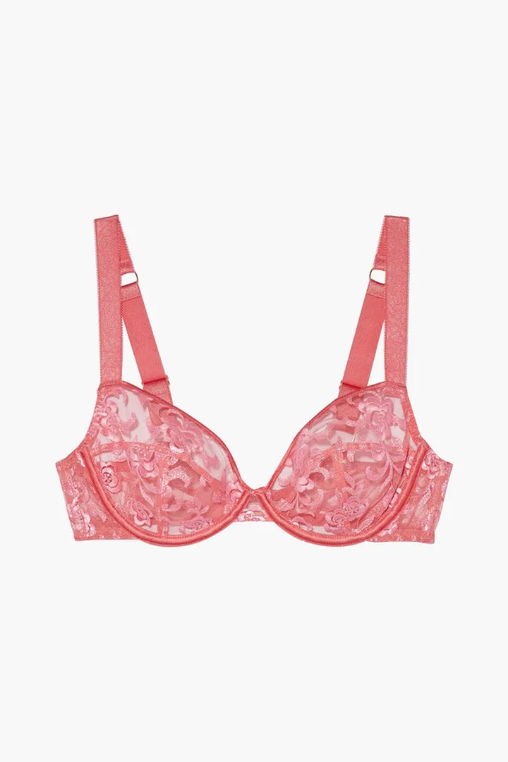 Floral Street embroidered tulle underwired bra