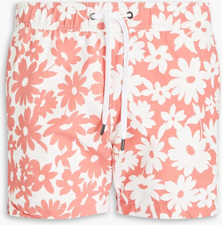 Mid-length floral-print swim shorts