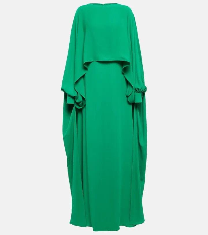 Cape-detail silk gown
