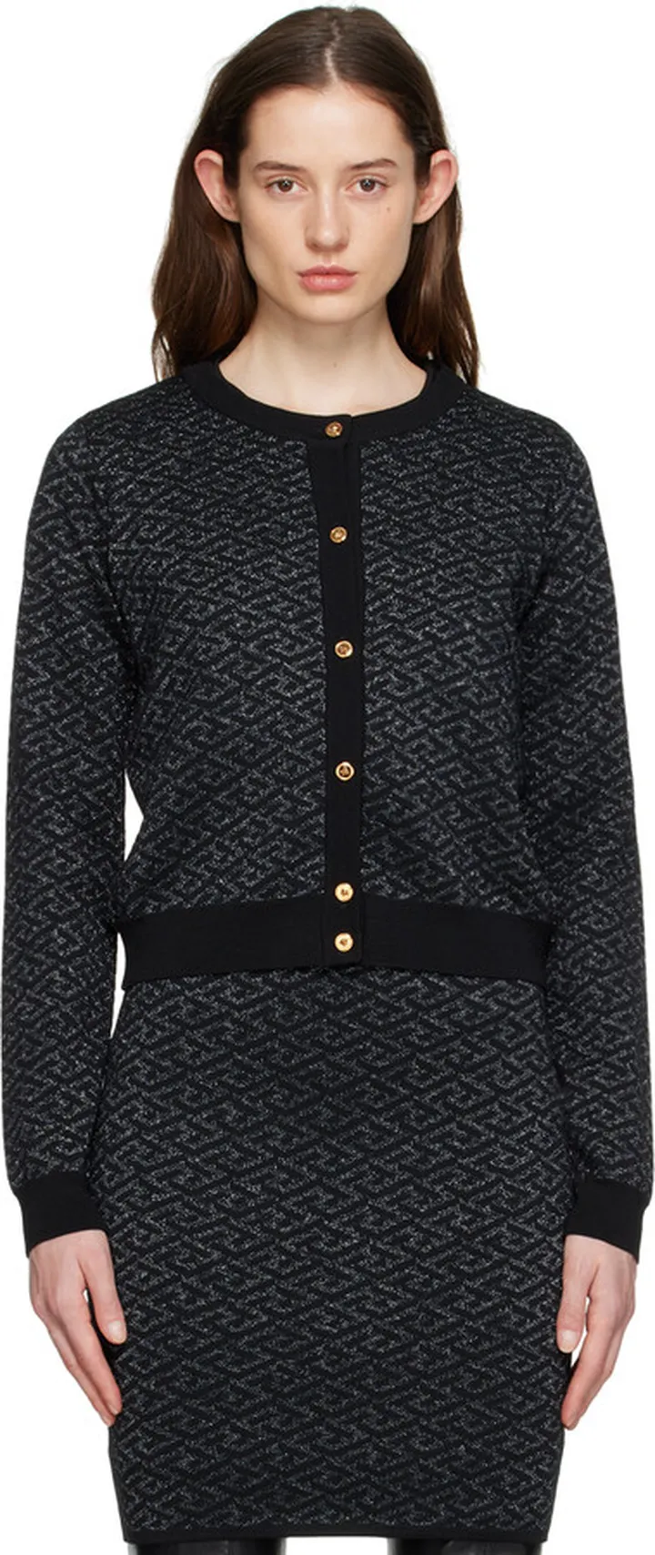 Versace Black Metallic Cardigan
