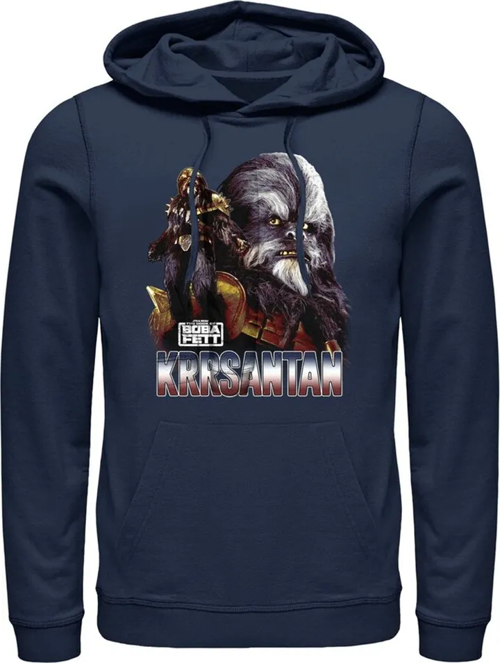 Men's Star Wars: The Book of Boba Fett Krrsantan the Wookiee The Twins Protector Pull Over Hoodie - Navy Blue - Small