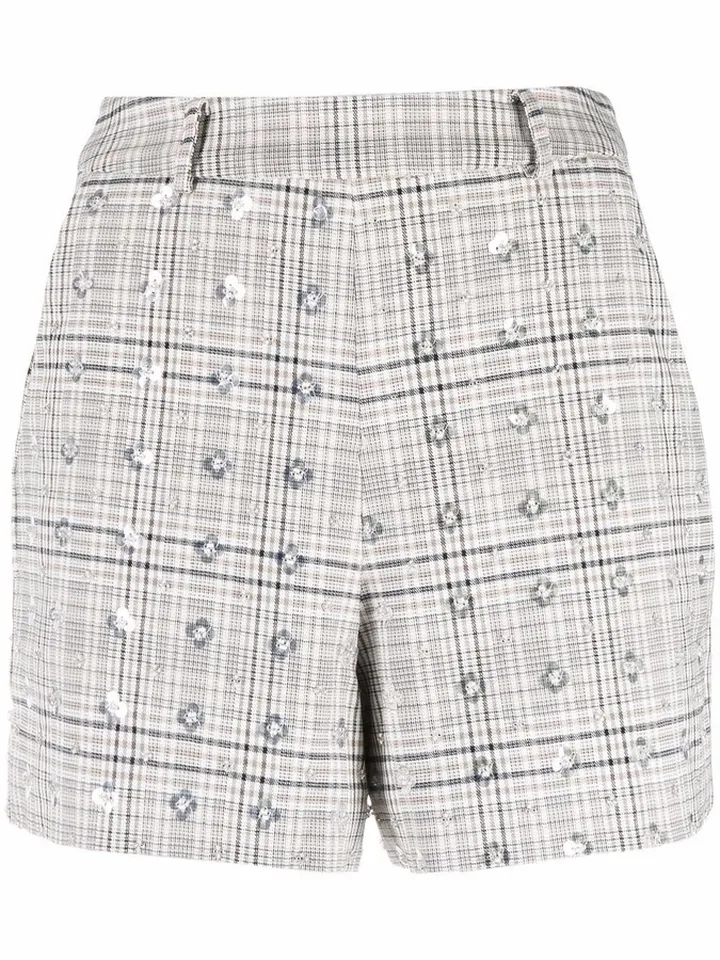 Sequined Plaid Shorts