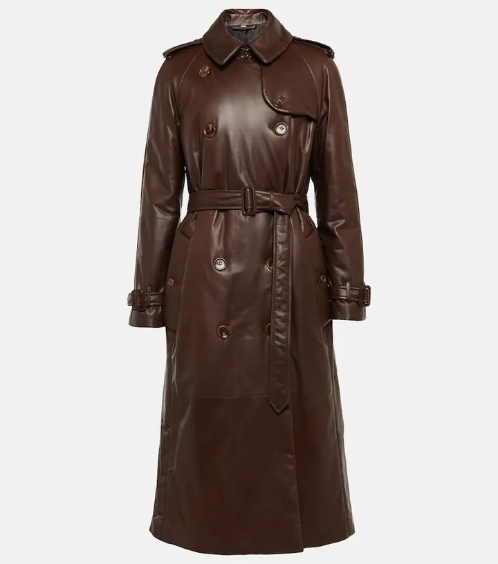 Leather trench coat