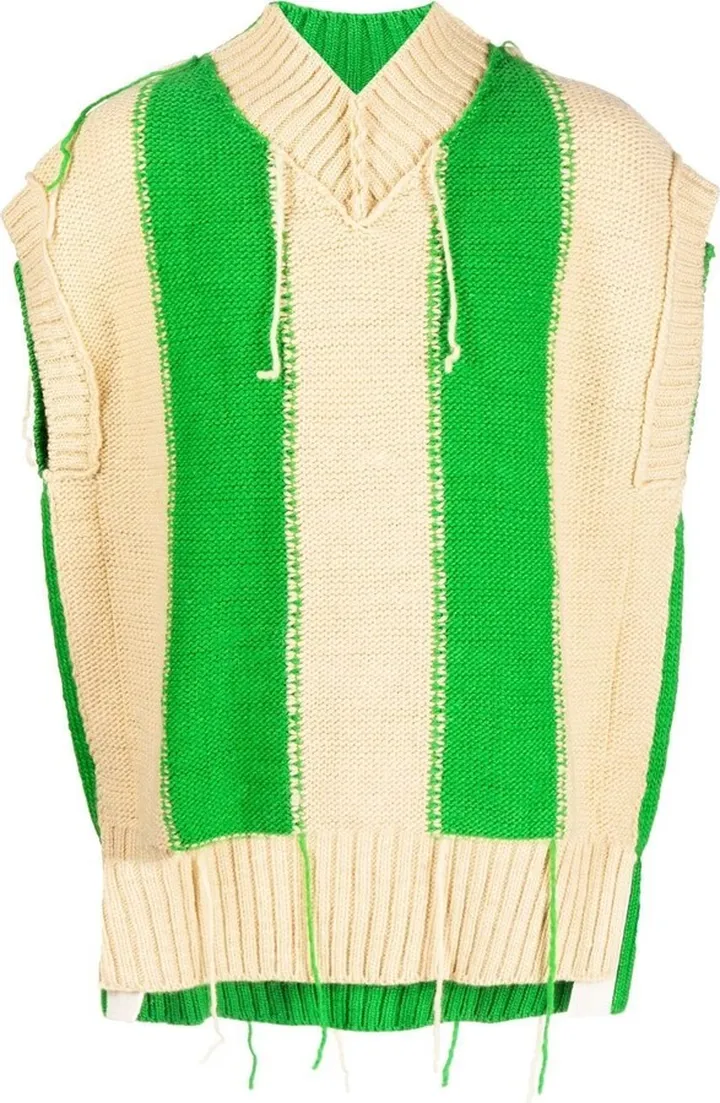 panelled V-neck wool vest